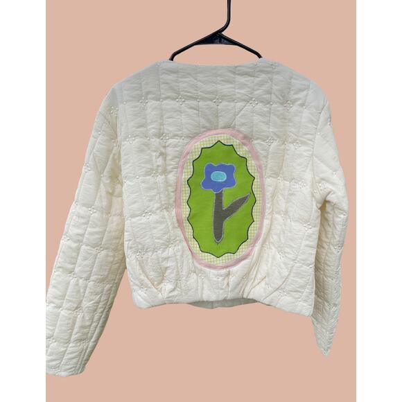 handmade Jackets & Blazers - Size 6 Quilted Coat Jacket with Floral Applique
